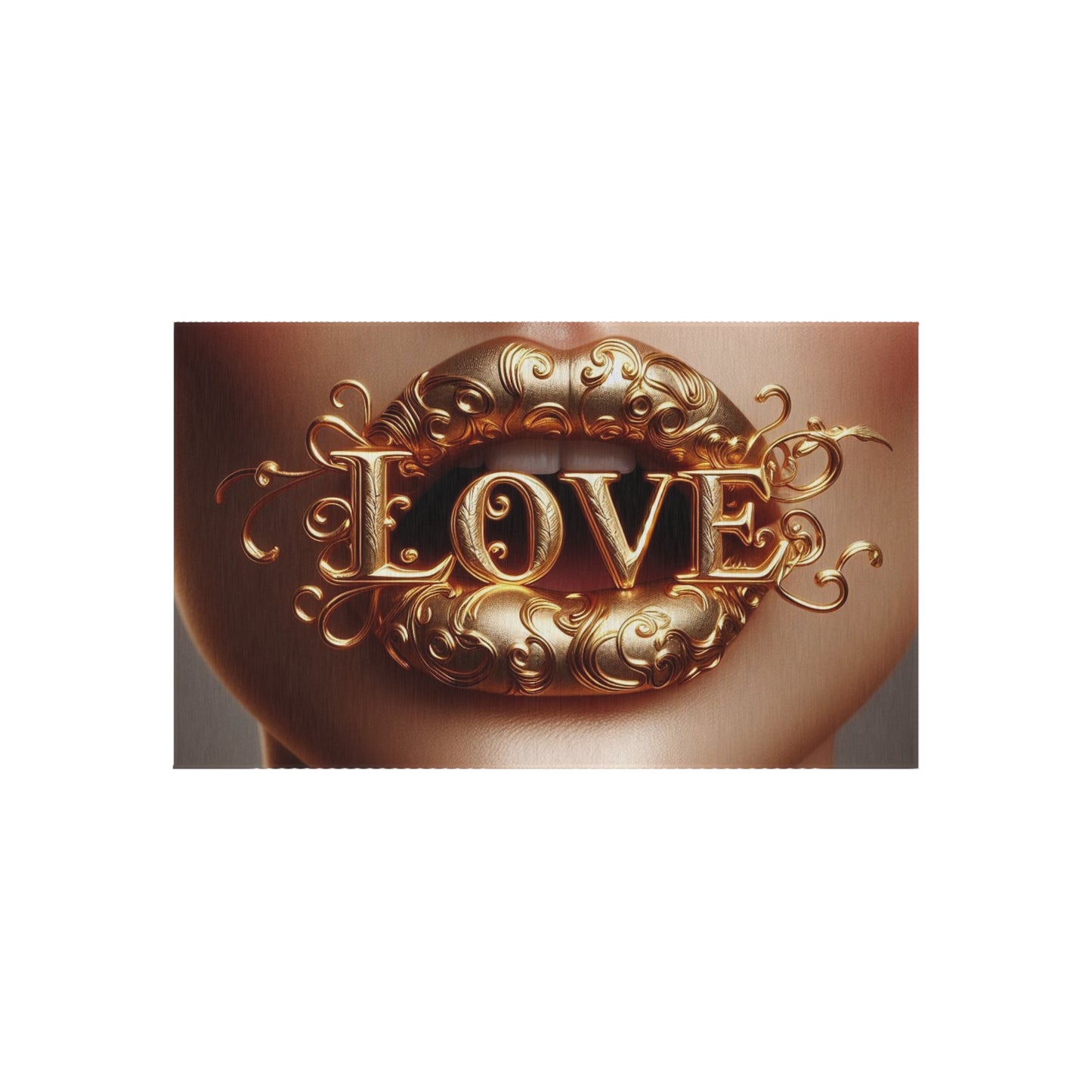 Outdoor Rug with 'LOVE' Design for Patio, Garden, Entrance, Bohemian Decor, Gift Idea, Outdoor Living