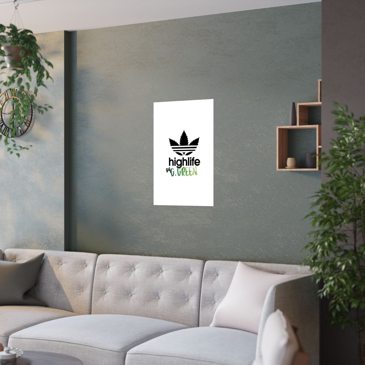 Highlife Satin Poster Art Print, Cool Wall Decor, Cannabis Vibes, G. Green Design, Perfect for Gift, Home Decor
