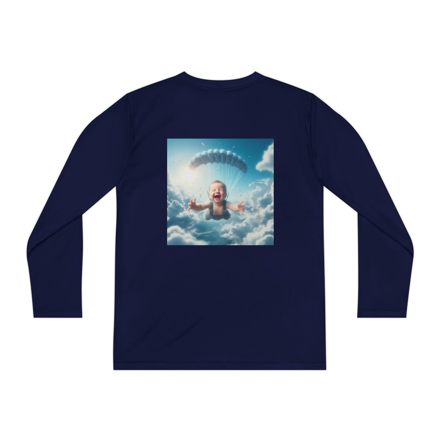 Youth Long Sleeve Tee with Whimsical Parachute Design, Perfect for Playtime, Everyday Wear, Birthdays, Summer Fun, Creative Gift Idea