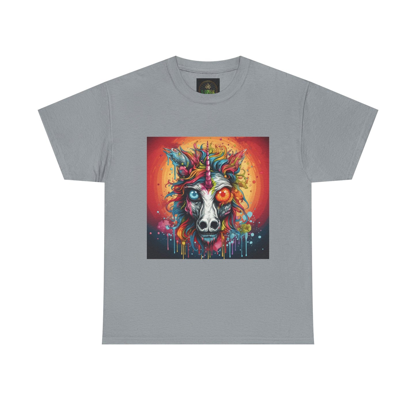 Vibrant Wolf Art Tee - Unisex Heavy Cotton T-Shirt, Animal Lover Gift, Festival Apparel, Nature Vibe Shirt, Colorful Graphic Tee
