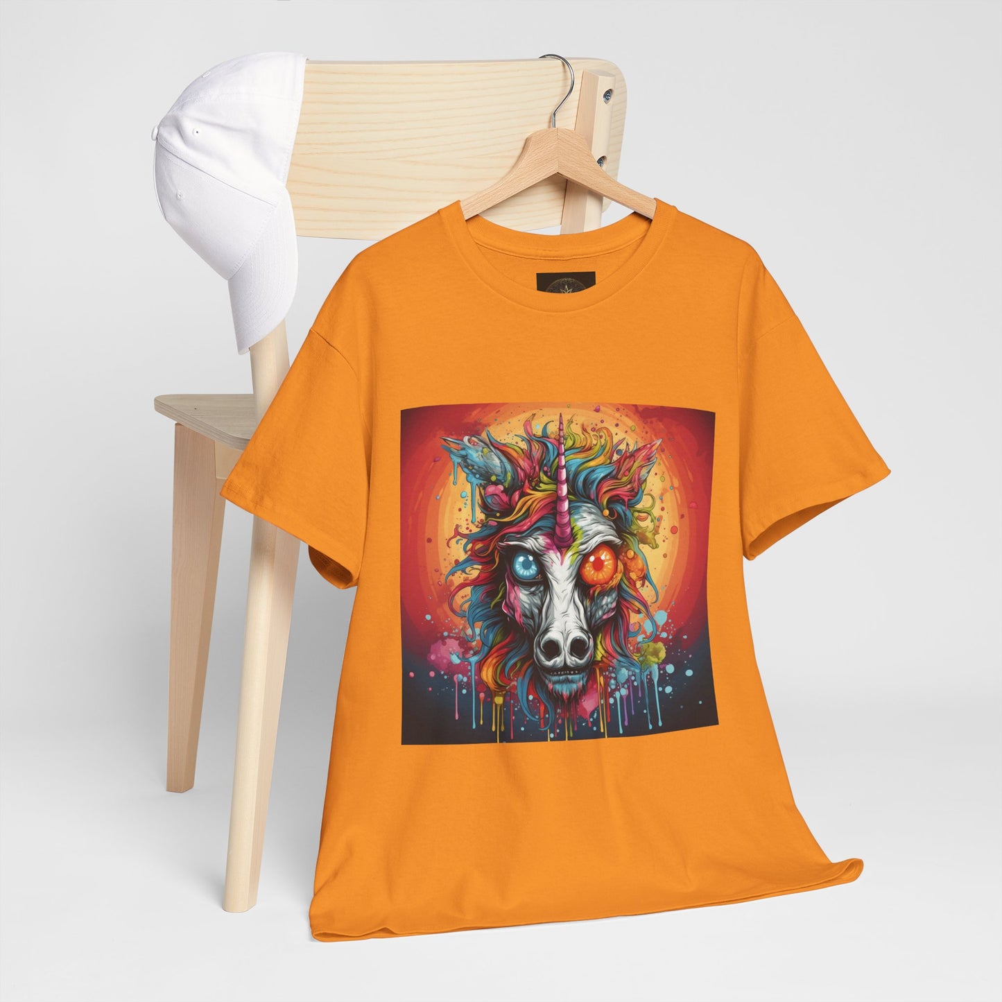 Vibrant Wolf Art Tee - Unisex Heavy Cotton T-Shirt, Animal Lover Gift, Festival Apparel, Nature Vibe Shirt, Colorful Graphic Tee