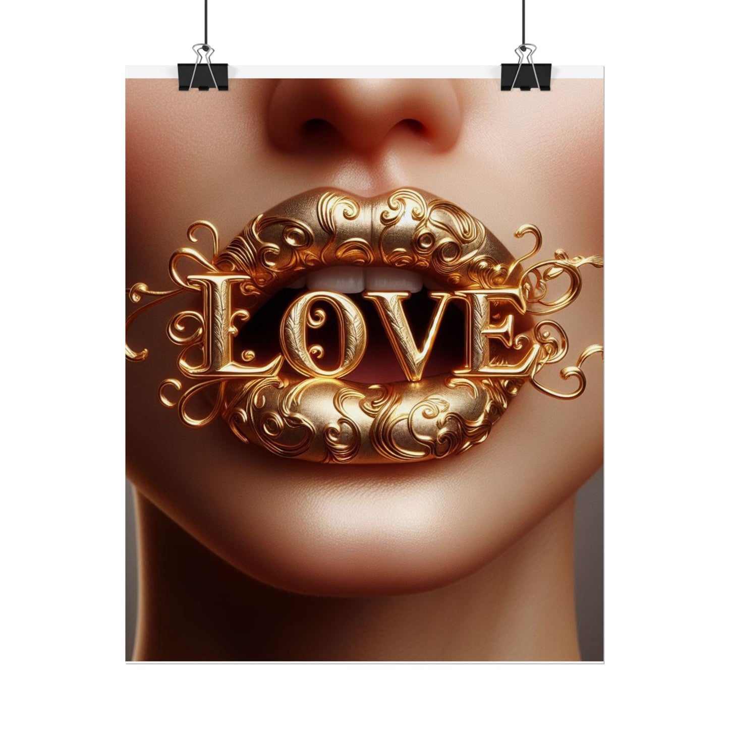 Golden Love Wall Art Poster, Romantic Decor, Home Aesthetic Print, Gift for Her, Modern Wall Art, Unique Art for Valentine's Day