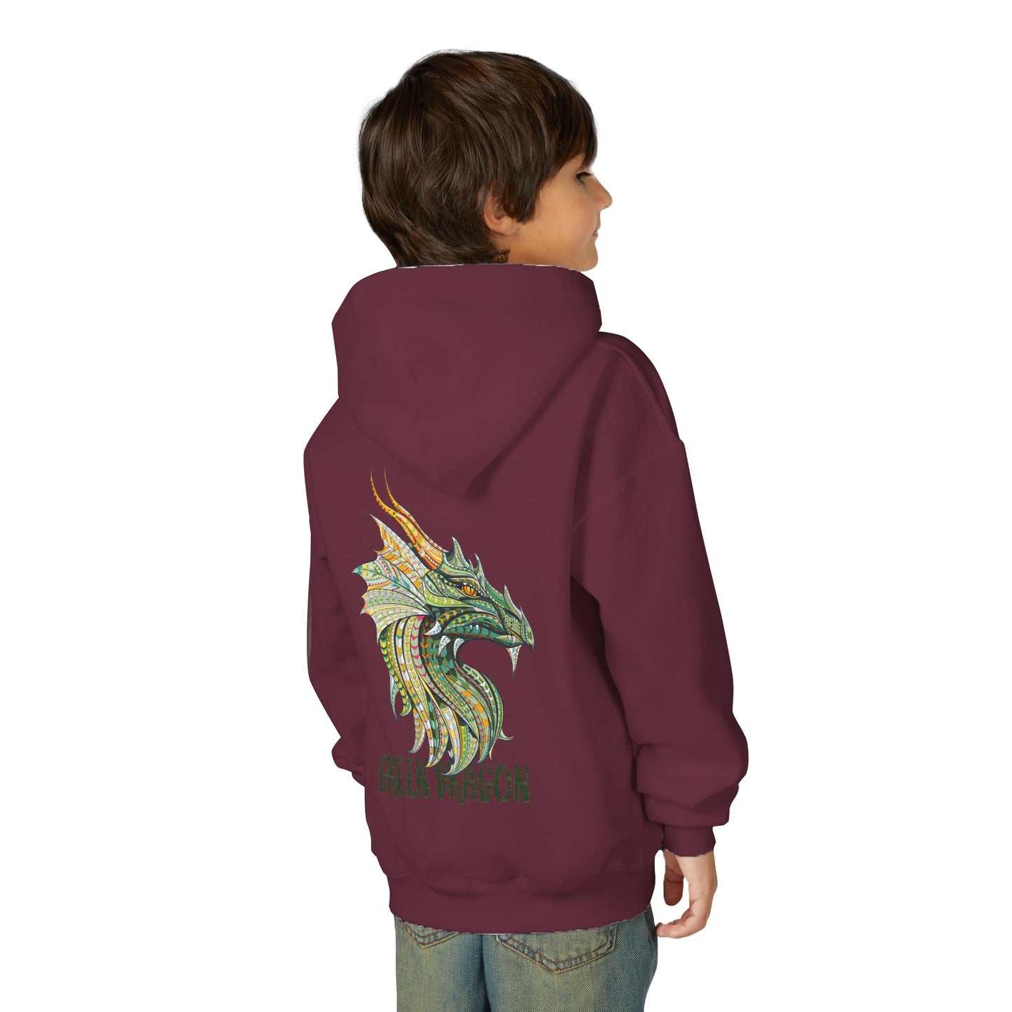 Youth Dragon Graphic Hoodie, Eco-Friendly Hoodie, Gift for Young Artists, Unique Kids Sweatshirt, Fantasy Apparel