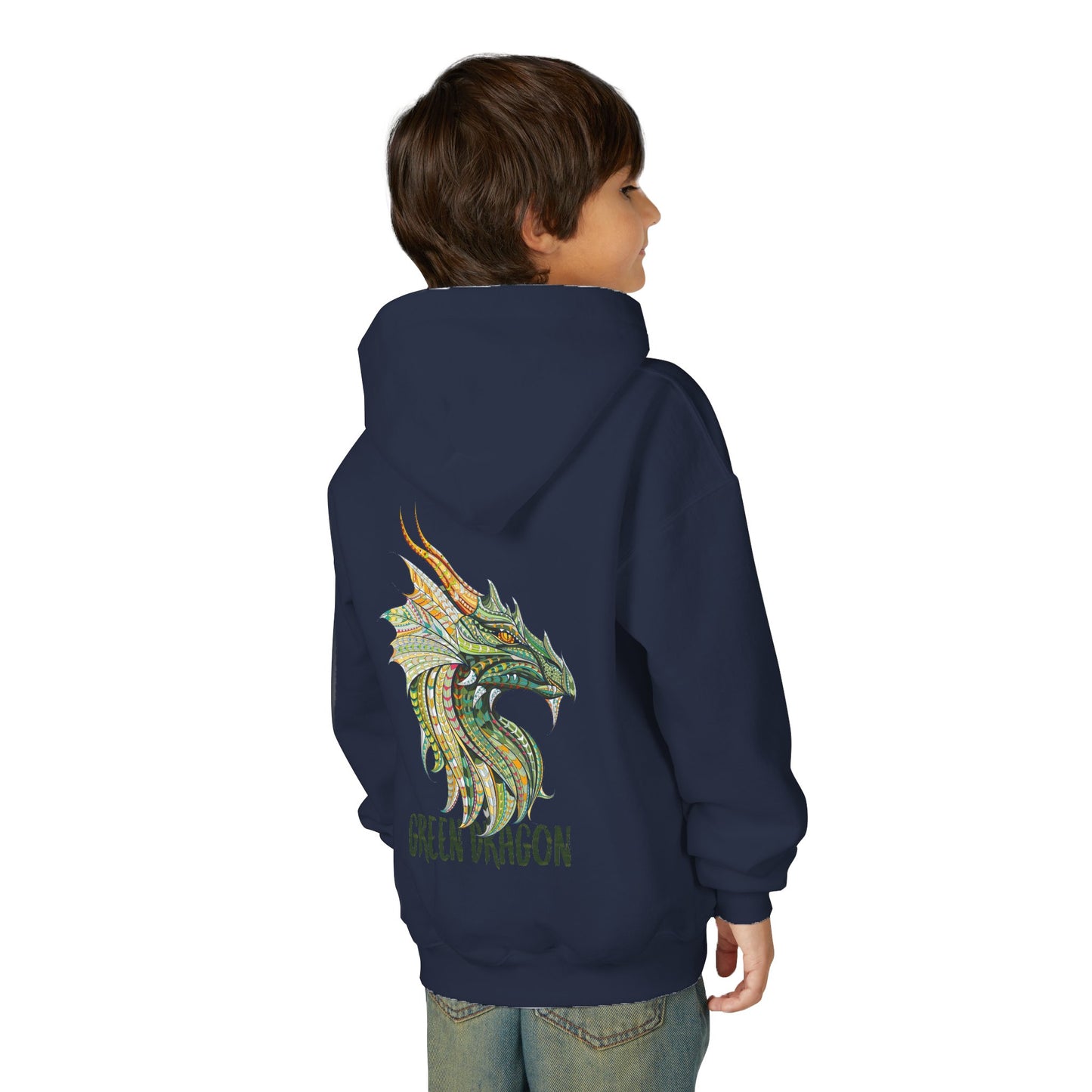 Youth Dragon Graphic Hoodie, Eco-Friendly Hoodie, Gift for Young Artists, Unique Kids Sweatshirt, Fantasy Apparel