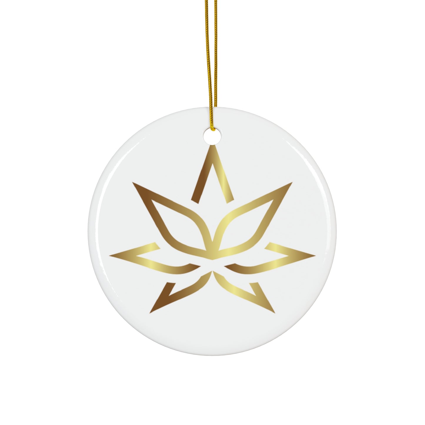 Elegant Gold Starflower Ceramic Ornament | Holiday Decor, Gift, Home Decor, Christmas, Tree Decoration, Collectible