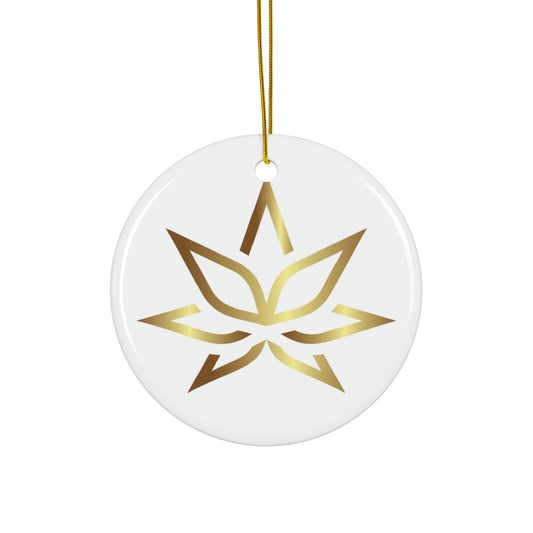 Elegant Gold Starflower Ceramic Ornament | Holiday Decor, Gift, Home Decor, Christmas, Tree Decoration, Collectible
