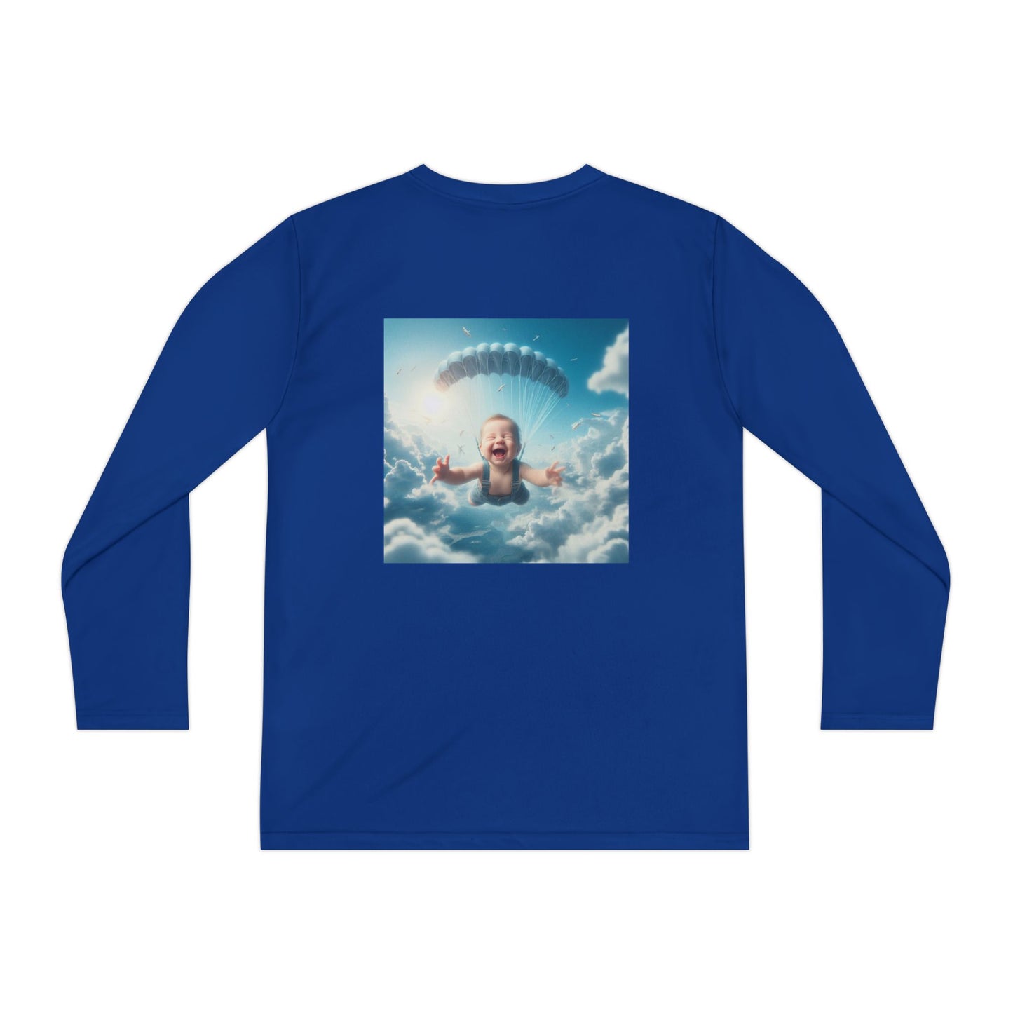 Youth Long Sleeve Tee with Whimsical Parachute Design, Perfect for Playtime, Everyday Wear, Birthdays, Summer Fun, Creative Gift Idea