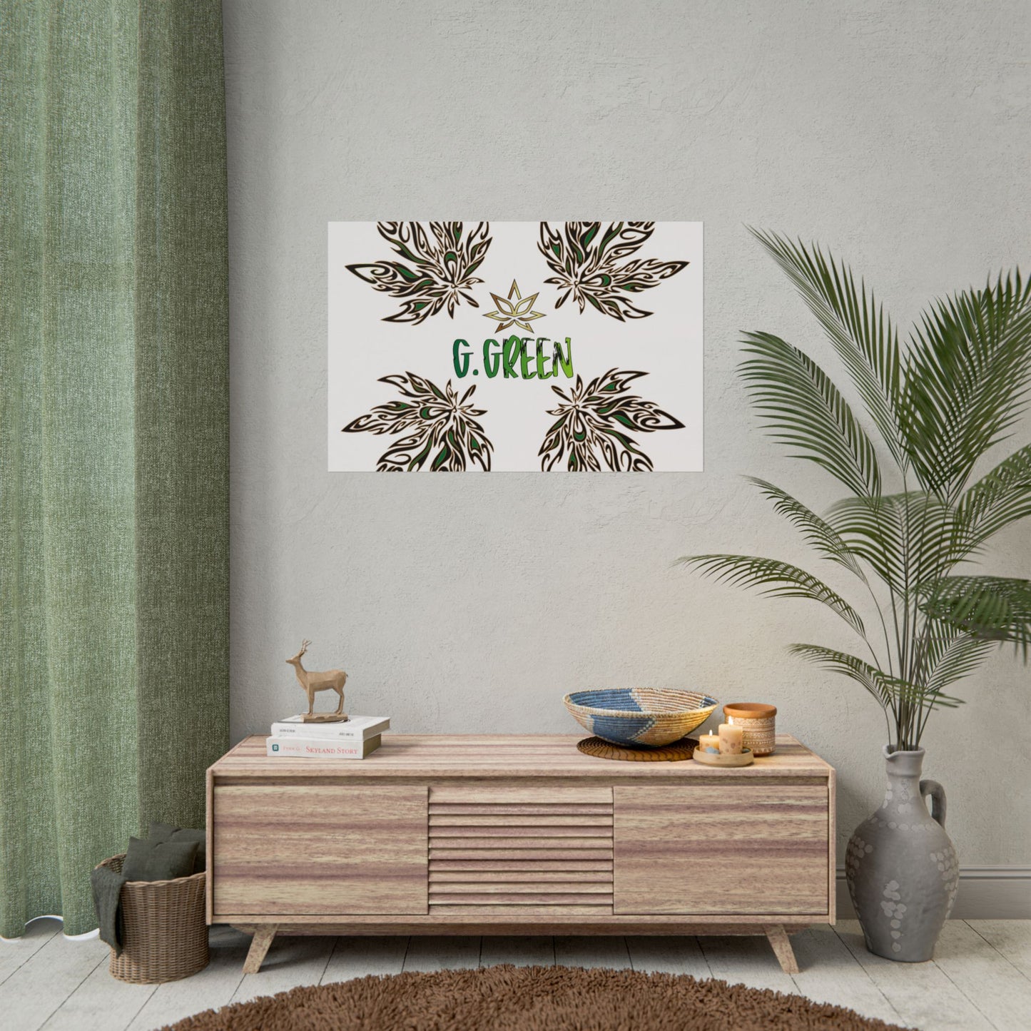 Bohemian Leaf Art Print, Nature Decor, Greenery Wall Art, G. Green, Home Decor, Botanical Poster, Gift for Plant Lovers