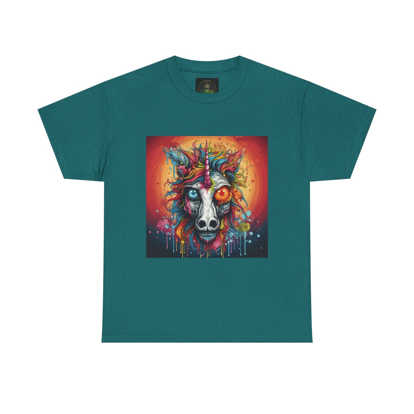 Vibrant Wolf Art Tee - Unisex Heavy Cotton T-Shirt, Animal Lover Gift, Festival Apparel, Nature Vibe Shirt, Colorful Graphic Tee