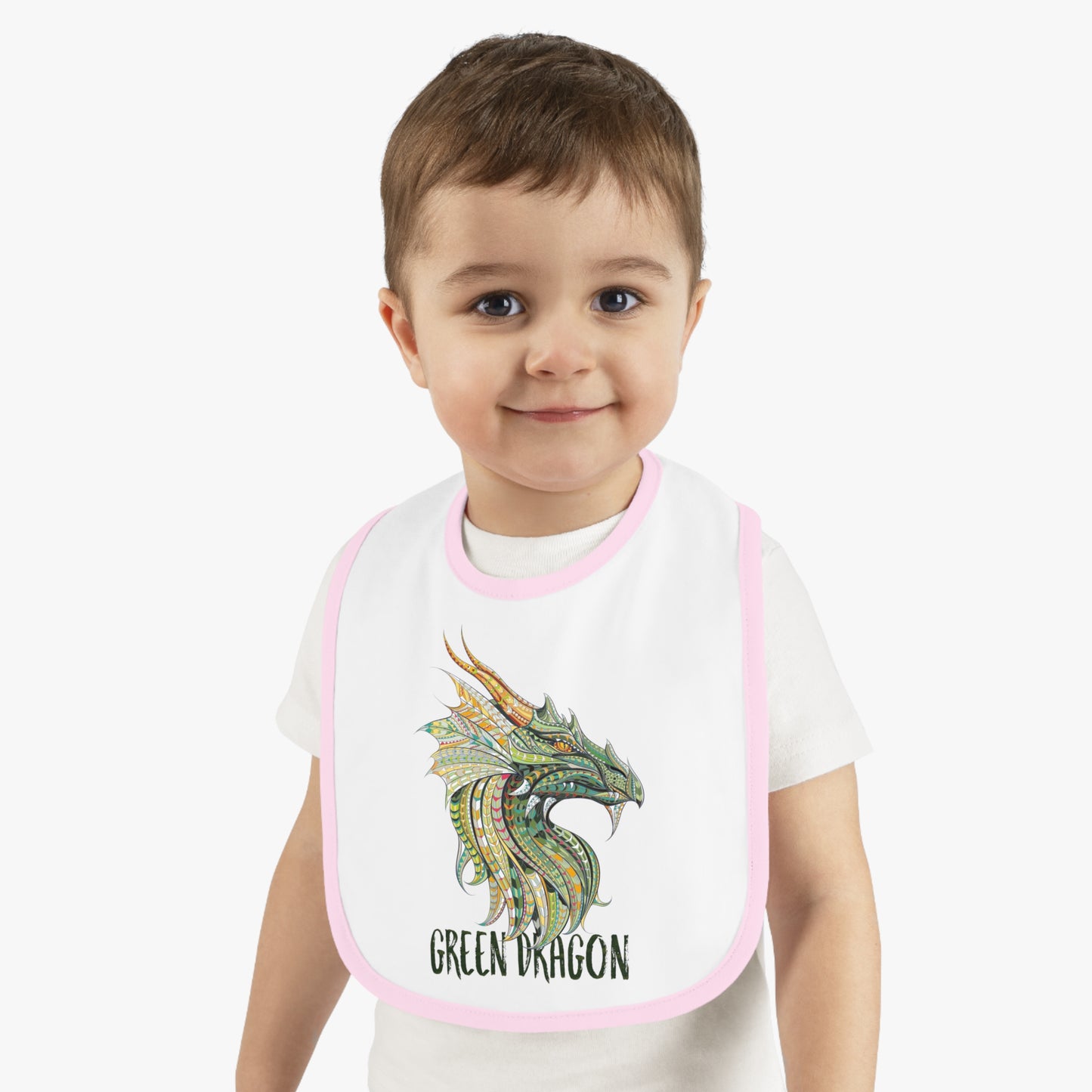 Green Dragon Baby Bib, Adorable Bib for Babies, Baby Shower Gift, Toddler Feeding Bib, Dragon Lovers Bib