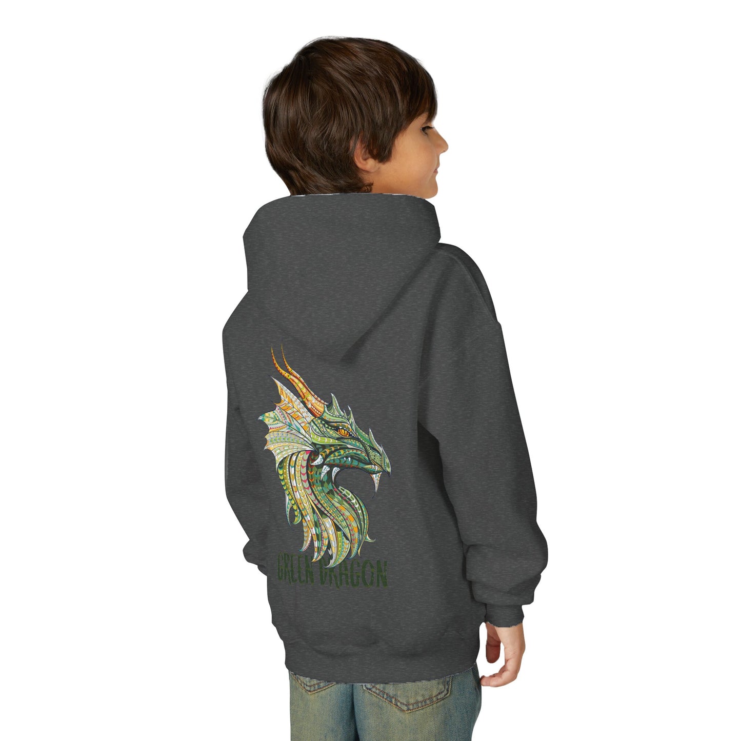 Youth Dragon Graphic Hoodie, Eco-Friendly Hoodie, Gift for Young Artists, Unique Kids Sweatshirt, Fantasy Apparel