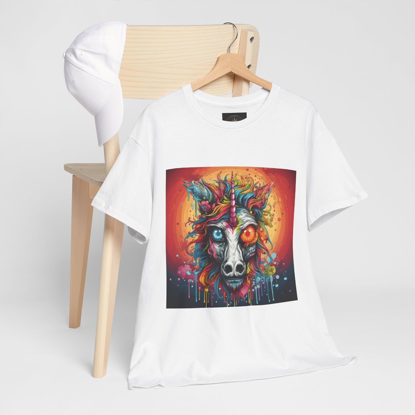 Vibrant Wolf Art Tee - Unisex Heavy Cotton T-Shirt, Animal Lover Gift, Festival Apparel, Nature Vibe Shirt, Colorful Graphic Tee