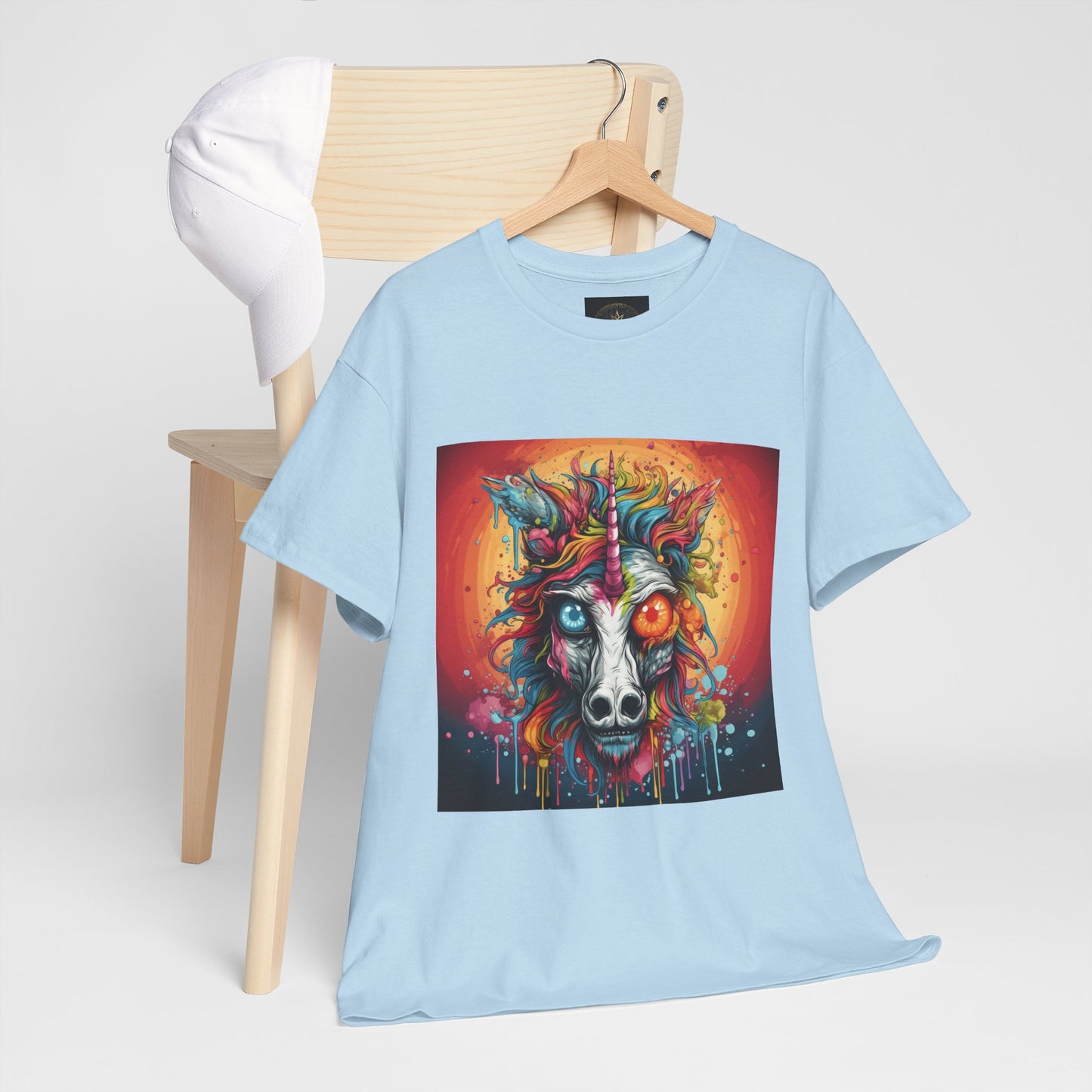 Vibrant Wolf Art Tee - Unisex Heavy Cotton T-Shirt, Animal Lover Gift, Festival Apparel, Nature Vibe Shirt, Colorful Graphic Tee