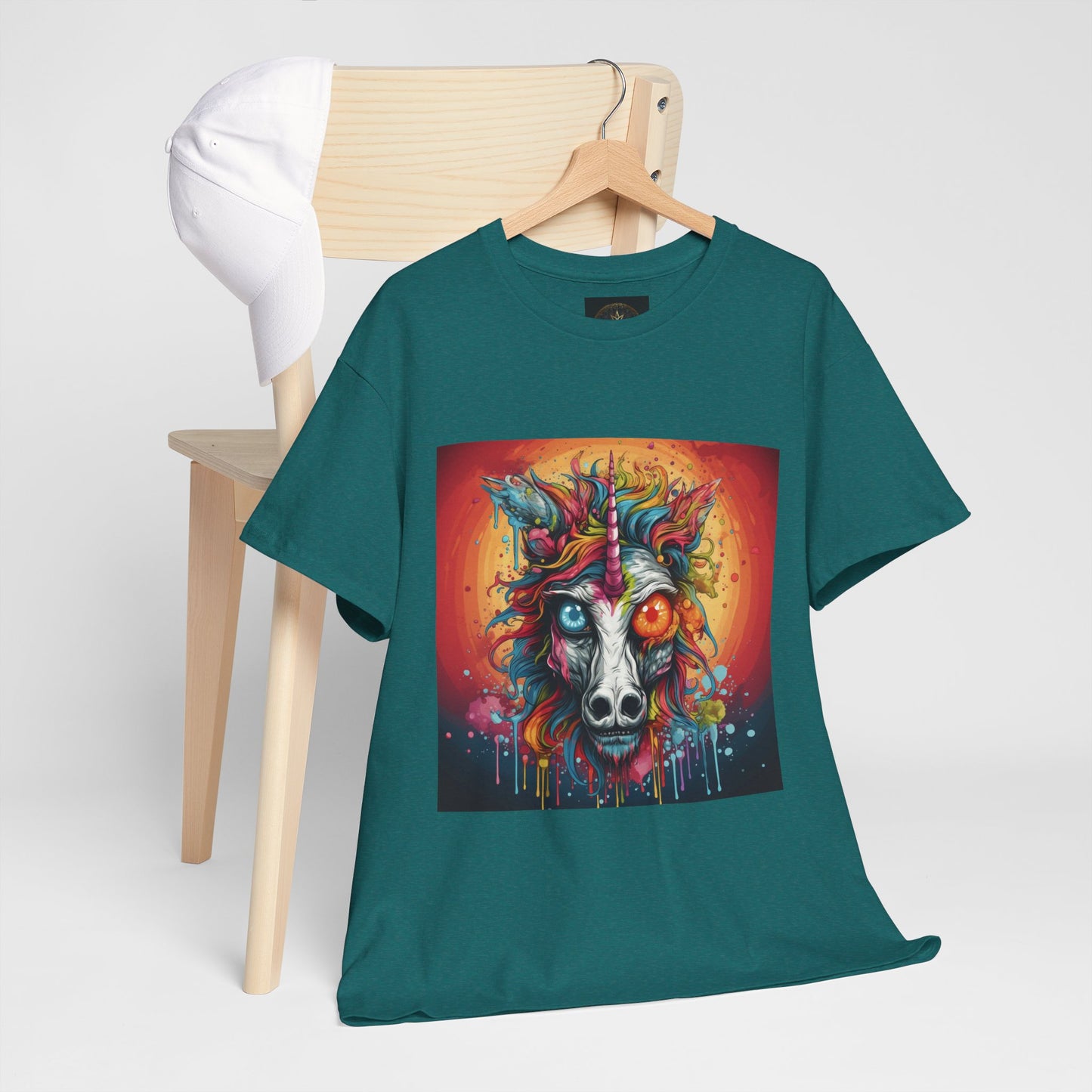 Vibrant Wolf Art Tee - Unisex Heavy Cotton T-Shirt, Animal Lover Gift, Festival Apparel, Nature Vibe Shirt, Colorful Graphic Tee