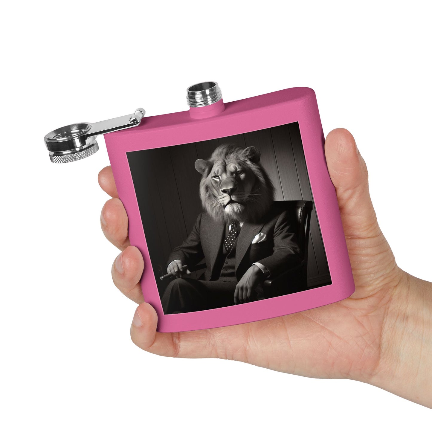 Elegant Lion Design Stainless Steel Flask, Unique Gift for Groomsmen, Birthday Present, Party Favor, Travel Flask