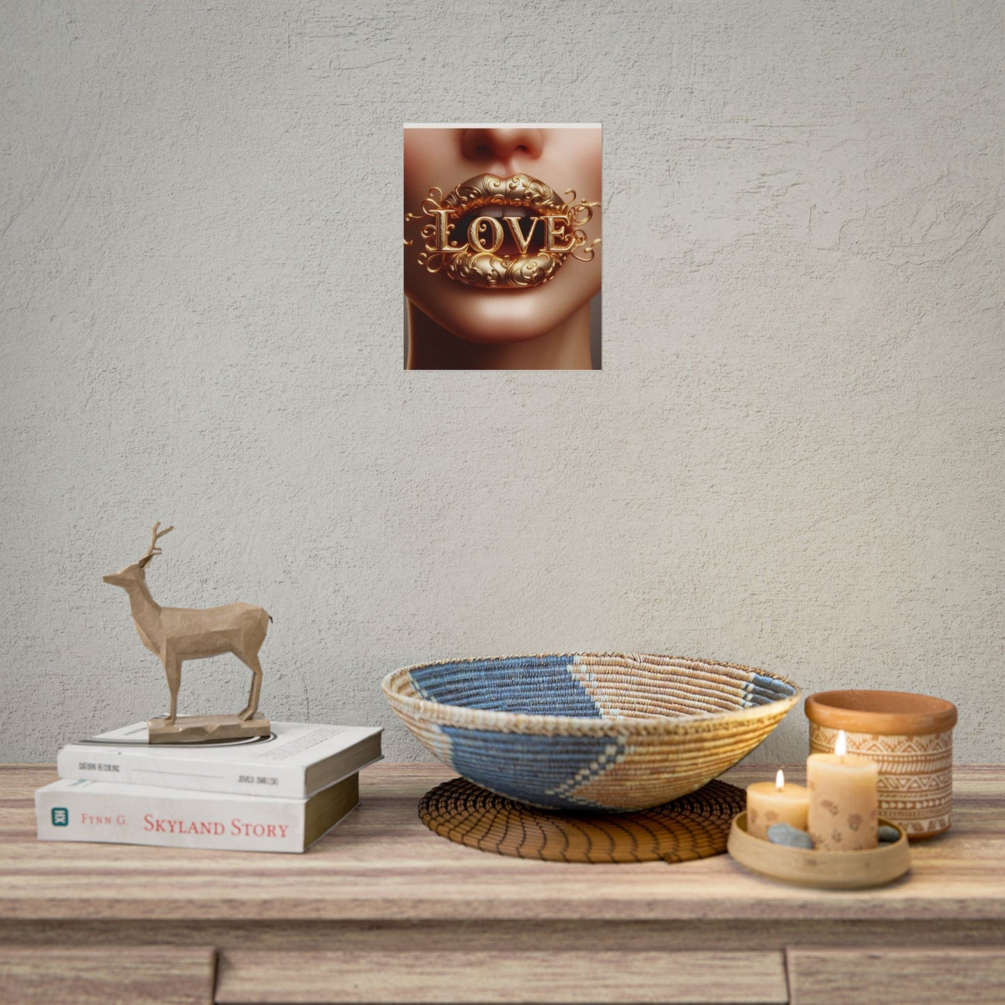 Golden Love Wall Art Poster, Romantic Decor, Home Aesthetic Print, Gift for Her, Modern Wall Art, Unique Art for Valentine's Day