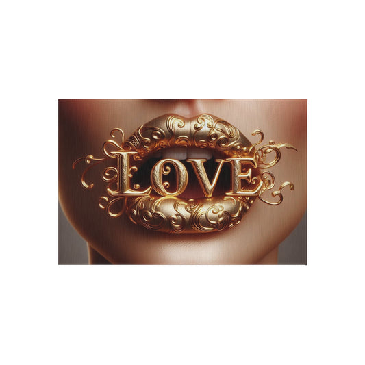 Outdoor Rug with 'LOVE' Design for Patio, Garden, Entrance, Bohemian Decor, Gift Idea, Outdoor Living