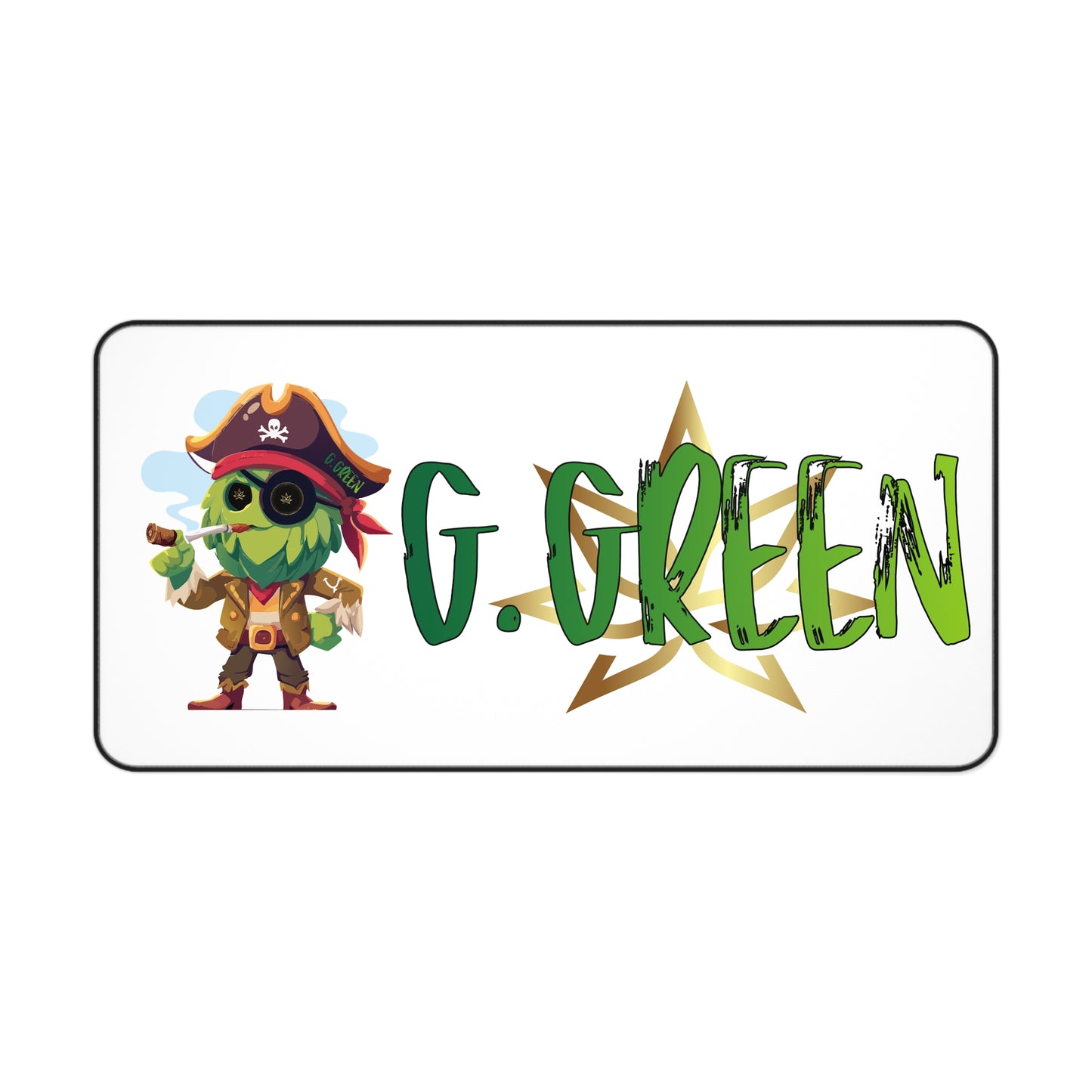 Personalized Pirate Desk Mat, Gaming Mouse Pad, Kids Room Decor, G. Green Custom Gift, Office Accessories