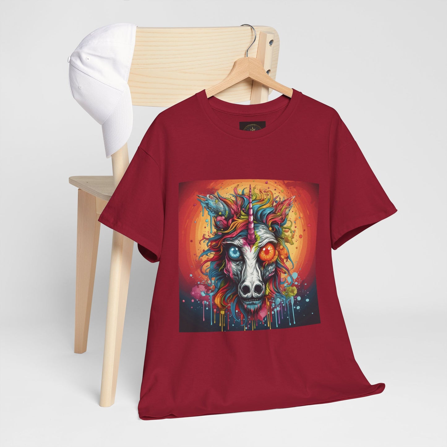 Vibrant Wolf Art Tee - Unisex Heavy Cotton T-Shirt, Animal Lover Gift, Festival Apparel, Nature Vibe Shirt, Colorful Graphic Tee