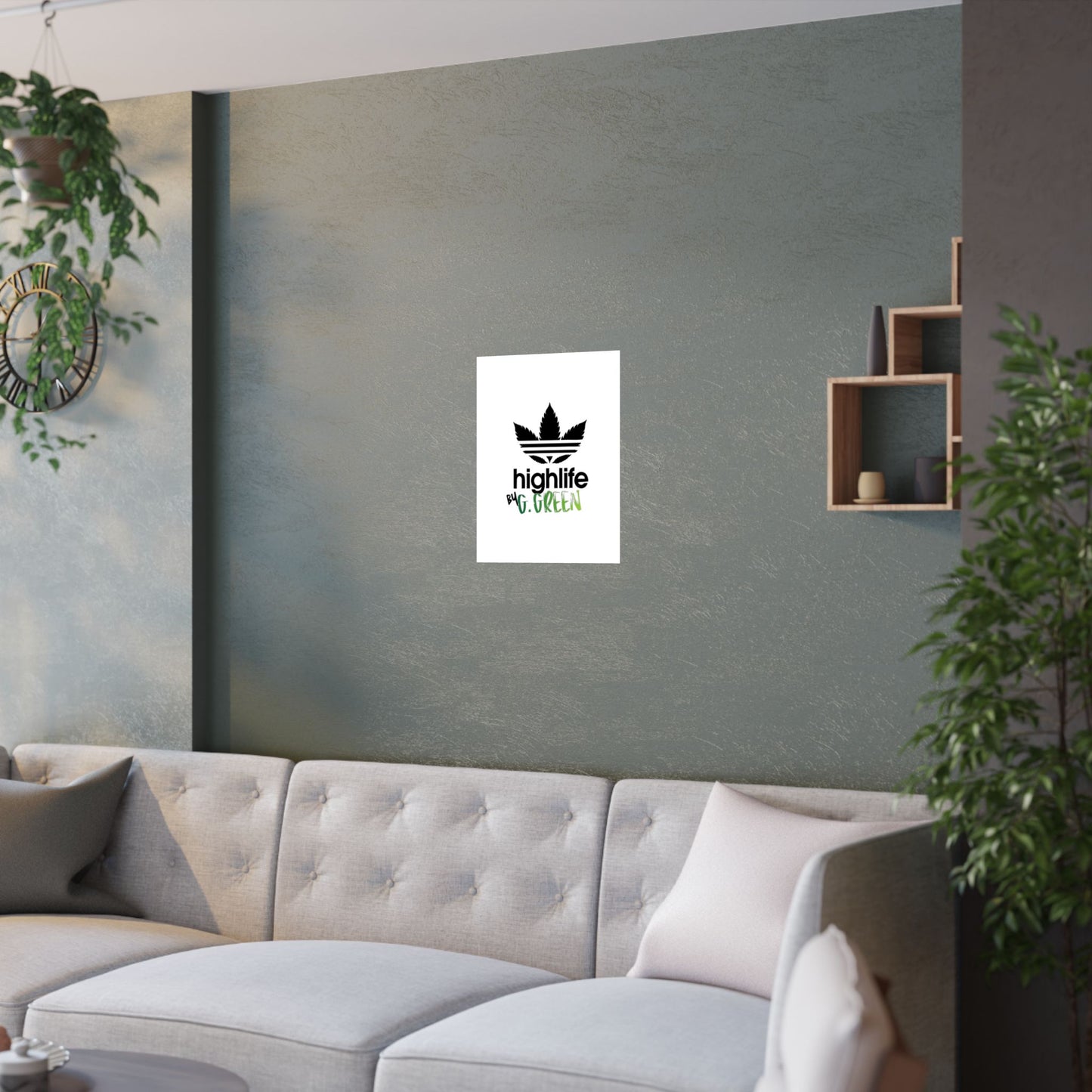 Highlife Satin Poster Art Print, Cool Wall Decor, Cannabis Vibes, G. Green Design, Perfect for Gift, Home Decor