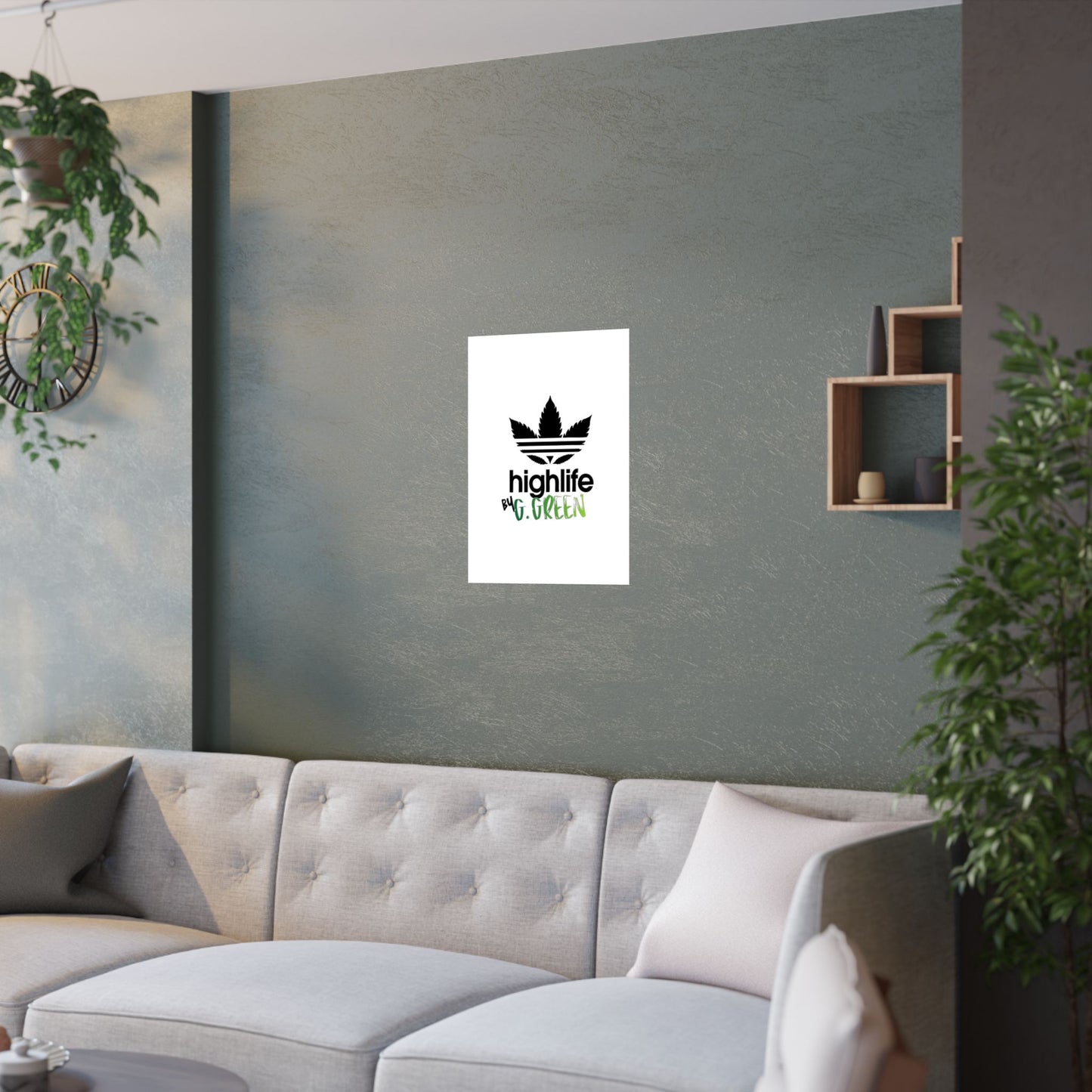 Highlife Satin Poster Art Print, Cool Wall Decor, Cannabis Vibes, G. Green Design, Perfect for Gift, Home Decor