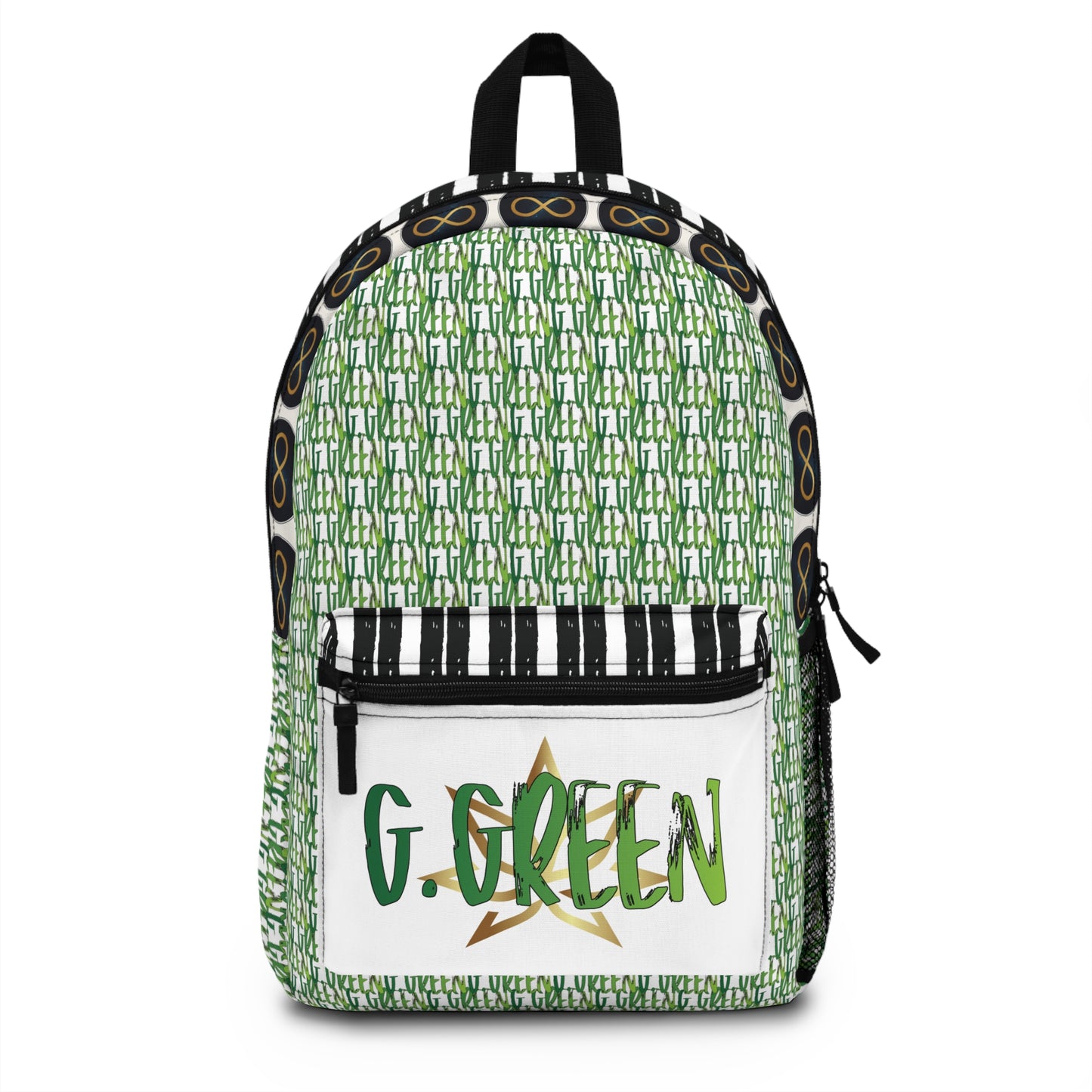 Personalized Green Pattern Backpack, Customizable School Bag, Trendy Travel Backpack, Unique Gift for Students, Stylish Bookbag