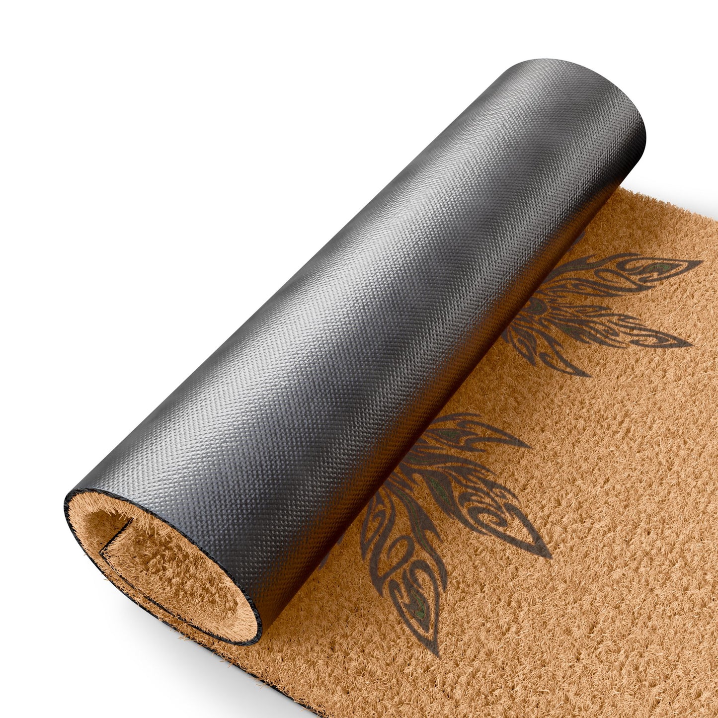 Green Leaf Welcome Doormat | Boho Brown Entry Rug, Housewarming Gift, Indoor/Outdoor Mat, Eco-Friendly Decor