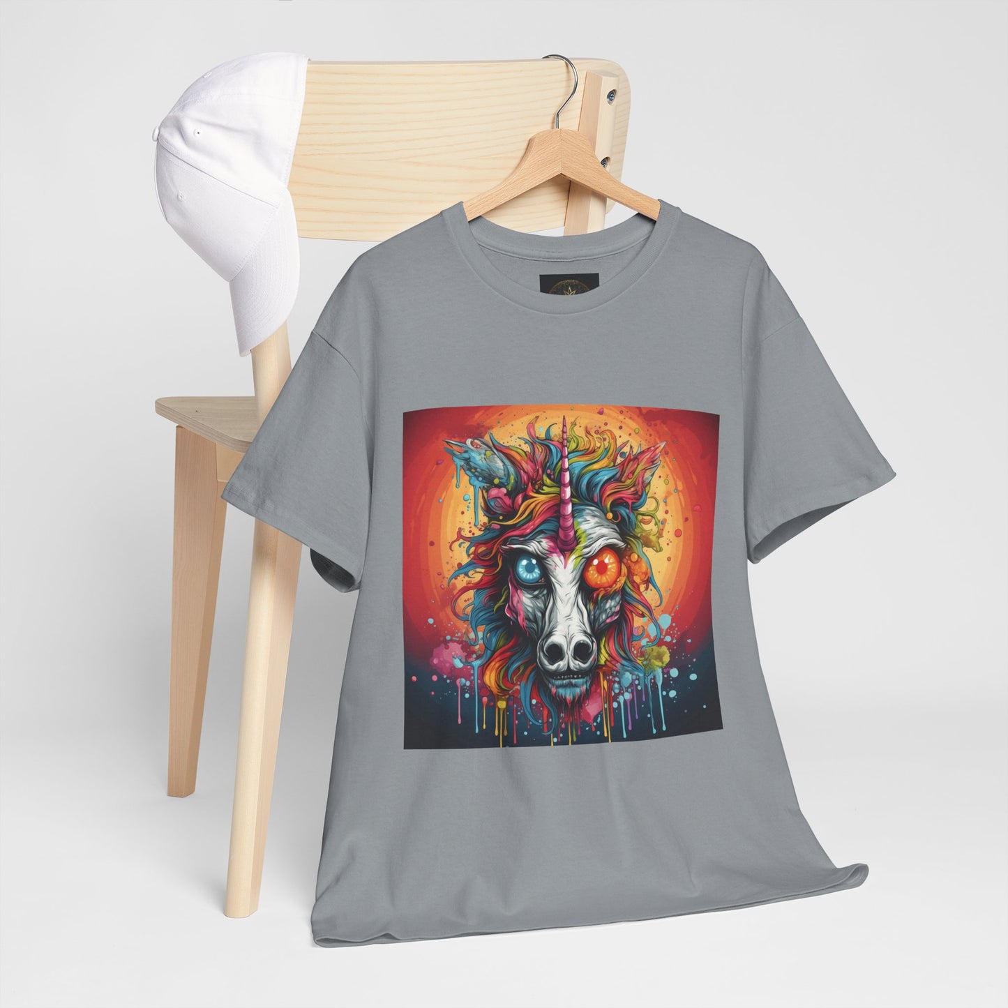 Vibrant Wolf Art Tee - Unisex Heavy Cotton T-Shirt, Animal Lover Gift, Festival Apparel, Nature Vibe Shirt, Colorful Graphic Tee