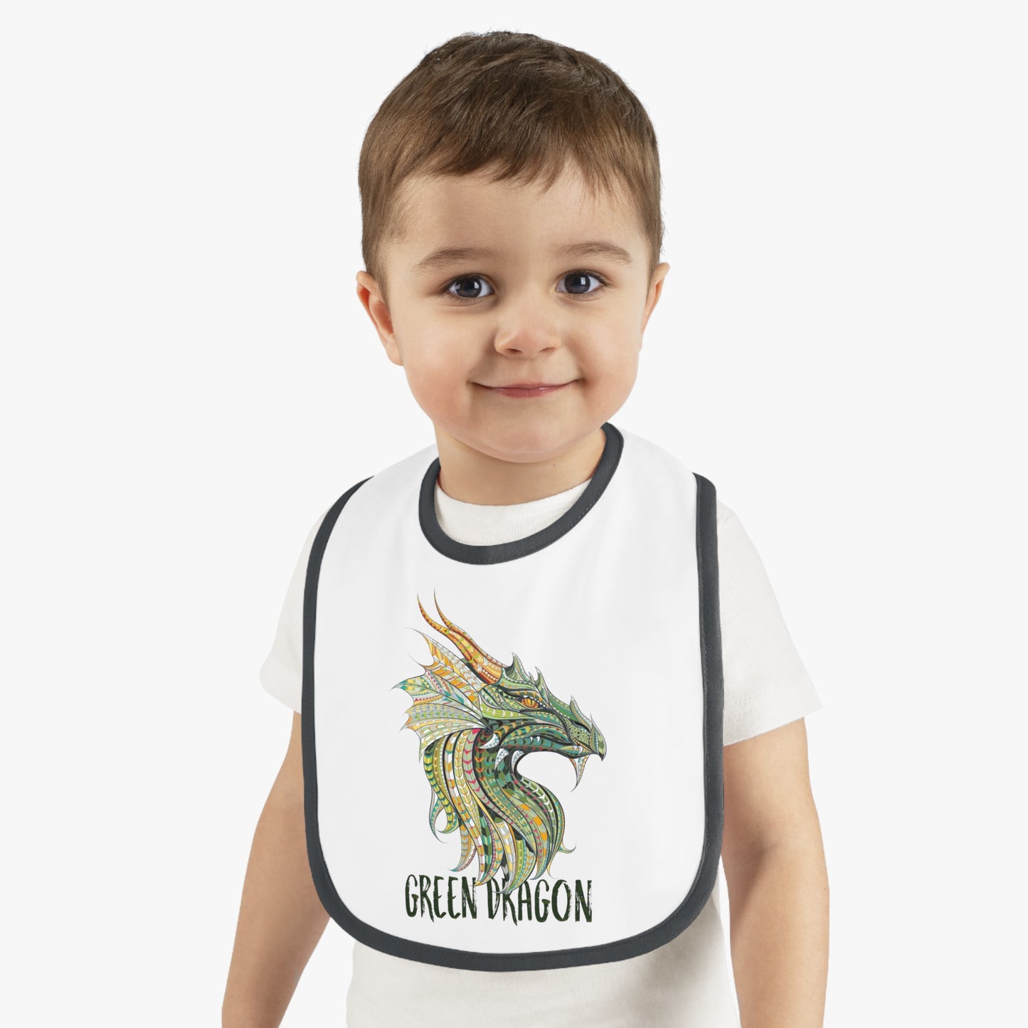 Green Dragon Baby Bib, Adorable Bib for Babies, Baby Shower Gift, Toddler Feeding Bib, Dragon Lovers Bib