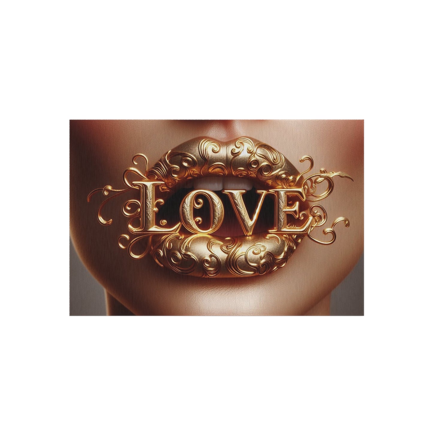 Outdoor Rug with 'LOVE' Design for Patio, Garden, Entrance, Bohemian Decor, Gift Idea, Outdoor Living