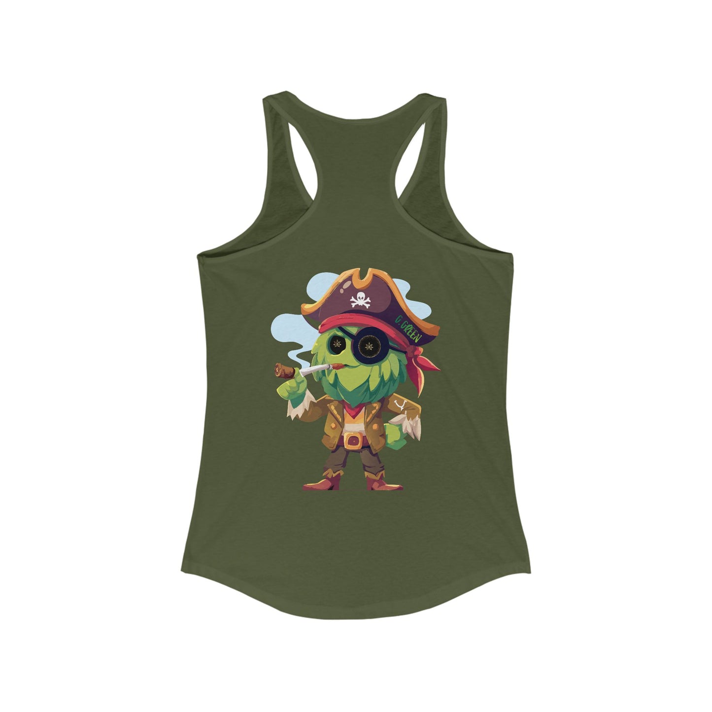 Pirate Character Women's Racerback Tank, Summer Fashion, Beachwear, Casual Outfit, Gifts for Her, Fun Tees