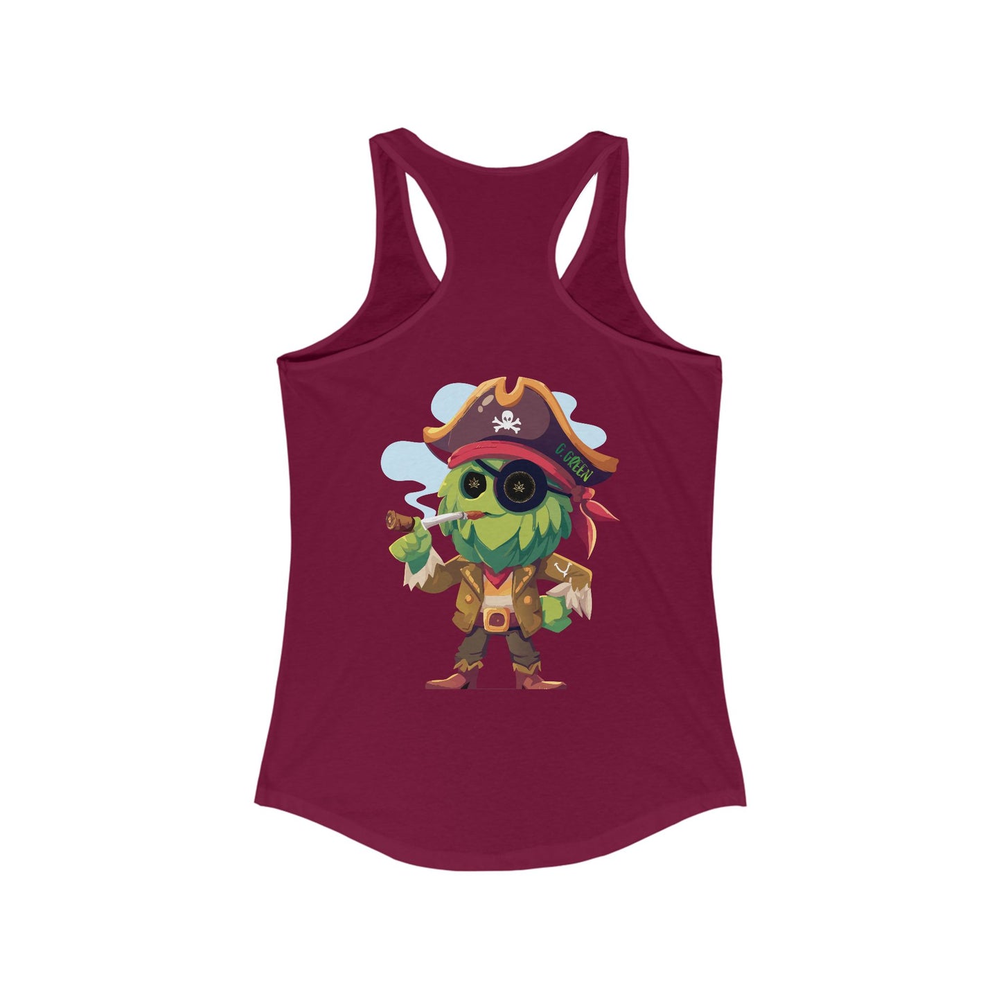 Pirate Character Women's Racerback Tank, Summer Fashion, Beachwear, Casual Outfit, Gifts for Her, Fun Tees
