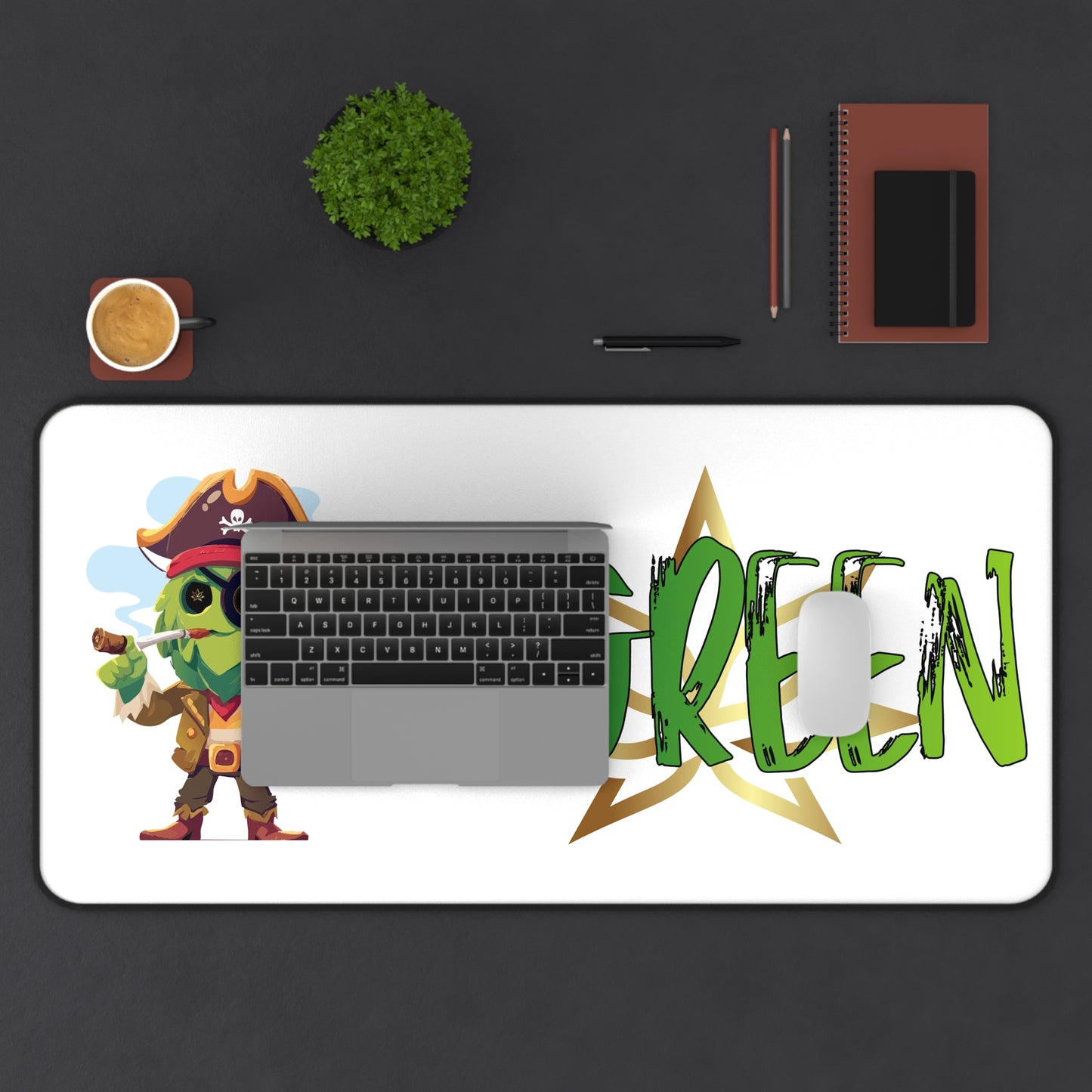 Personalized Pirate Desk Mat, Gaming Mouse Pad, Kids Room Decor, G. Green Custom Gift, Office Accessories