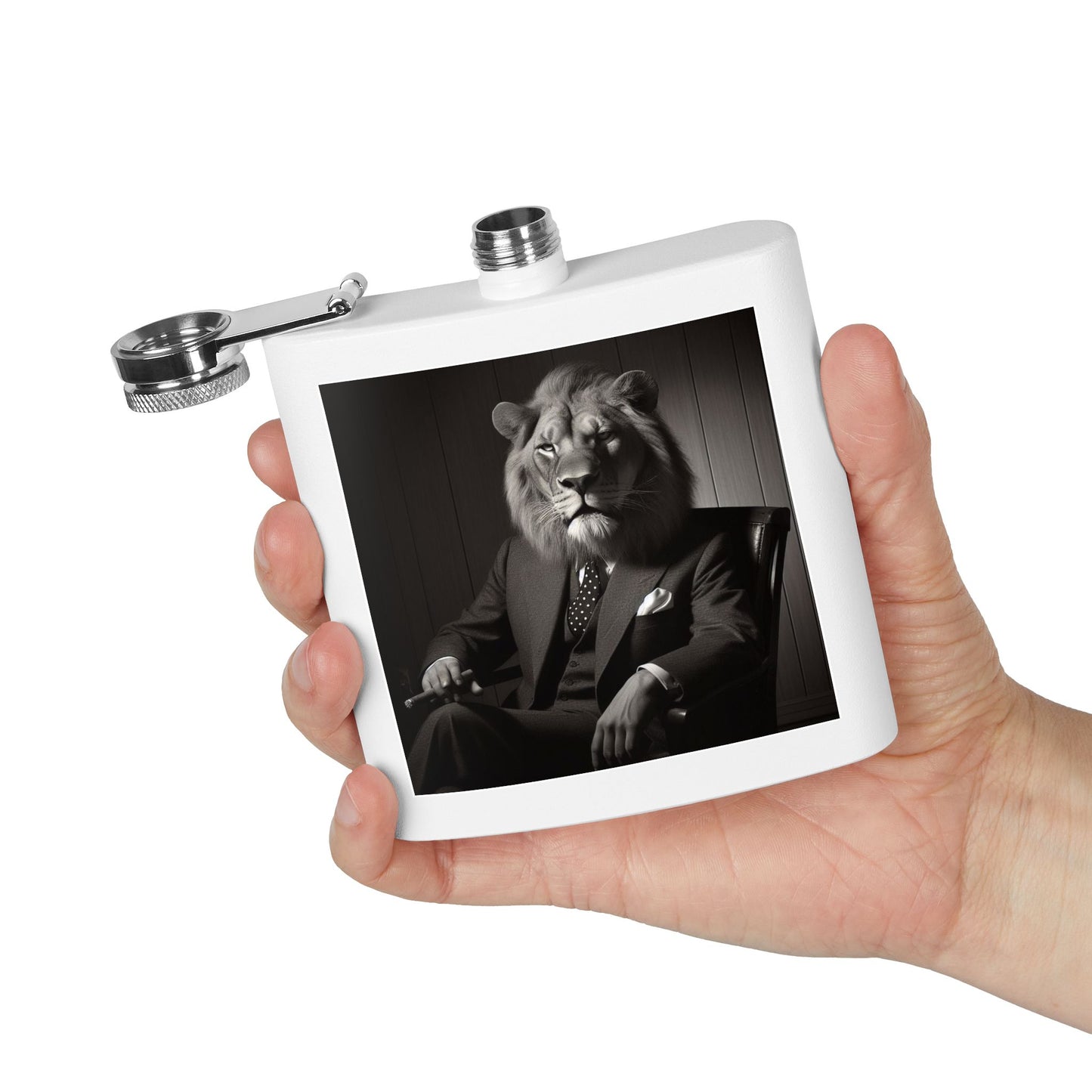 Elegant Lion Design Stainless Steel Flask, Unique Gift for Groomsmen, Birthday Present, Party Favor, Travel Flask