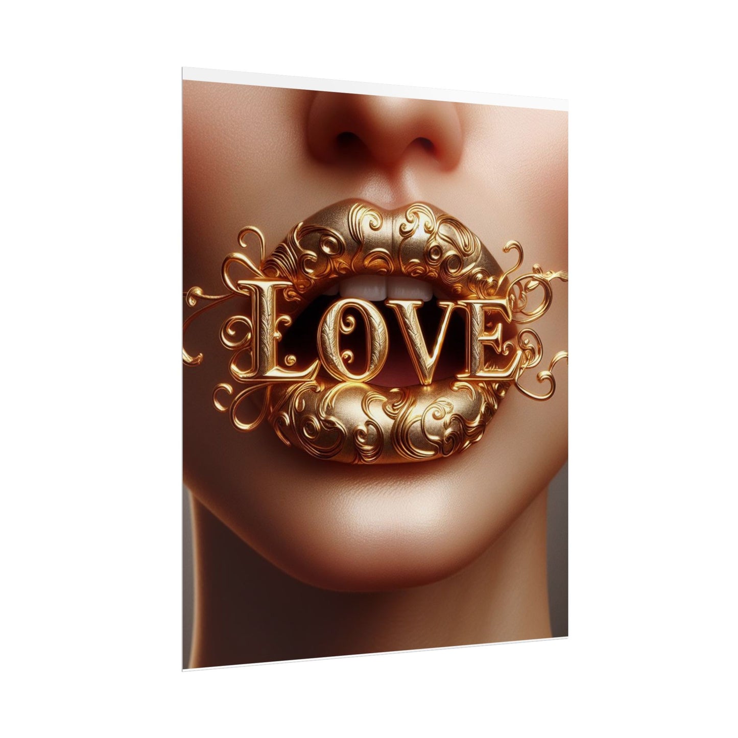 Golden Love Wall Art Poster, Romantic Decor, Home Aesthetic Print, Gift for Her, Modern Wall Art, Unique Art for Valentine's Day